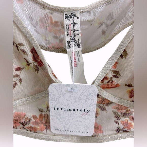 ✨NWT✨FREE PEOPLE Mesh CorsetStyle Floral Bralette Gray-Beige/Orange/Rust/Brown L - Picture 4 of 7